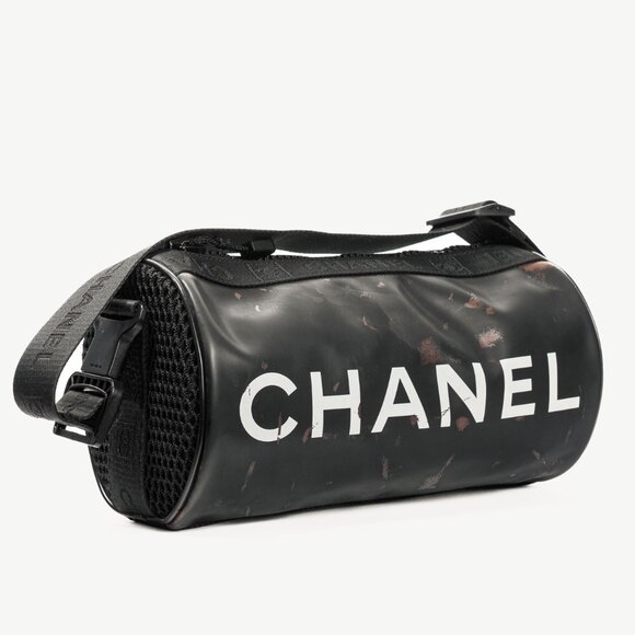 Chanel Sports Line Black Rubber Logo-Print Mini Duffle - Picture 2 of 13